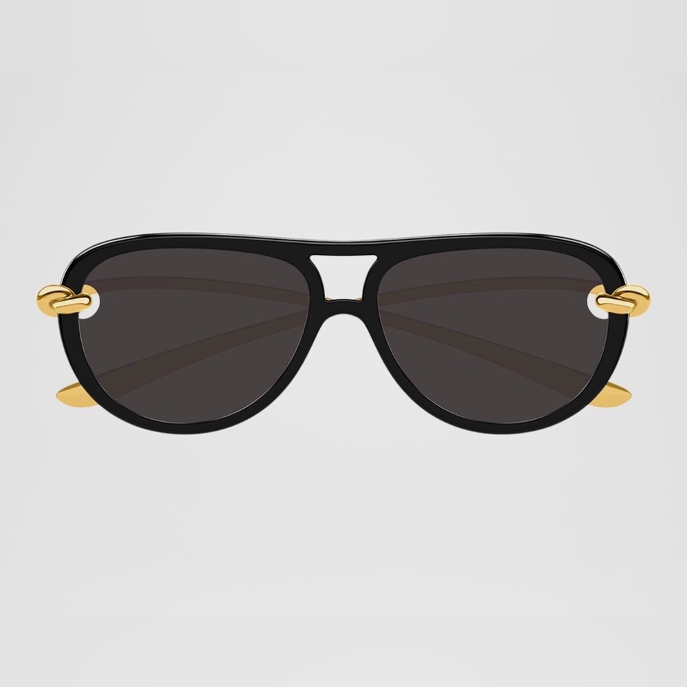 BOTTEGA VENETA Black and Gold Sunglasses